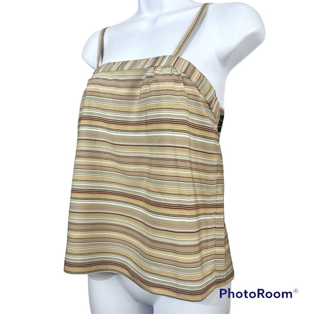 Vintage 80s Sasson‎ Cami Camisole Top Sz 10 / 11 Beige Stripes Spaghetti Straps